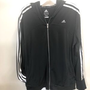 Adidas XL Classic 3 Stripe Track Jacket Hoodie Blk